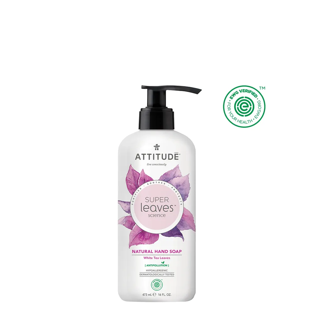 Attitude Super Leaves Hand Soap White Tea Leaves Guajaavi- ja marjalõhnaline vedel kätepesuseep valge tee ekstraktiga 473ml